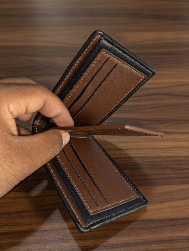 Wallet for Men - Black Textured Leather with Multi-Card Slots and Secure Zipper - image 2