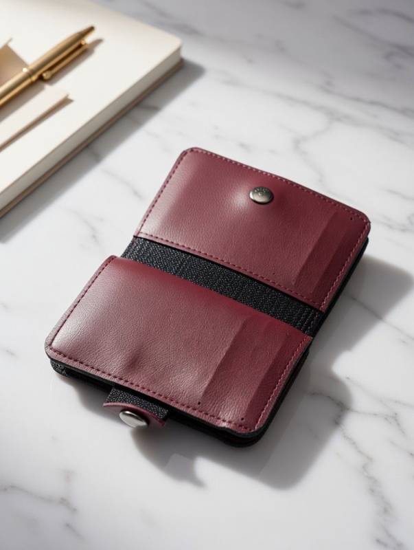 Men’s Leather Wallet – Compact Card Holder With Coin Pocket & ID Window | Burgundy Stylish Short Wallet - image 2