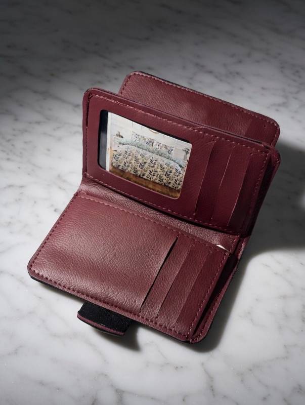 Men’s Leather Wallet – Compact Card Holder With Coin Pocket & ID Window | Burgundy Stylish Short Wallet - image 4
