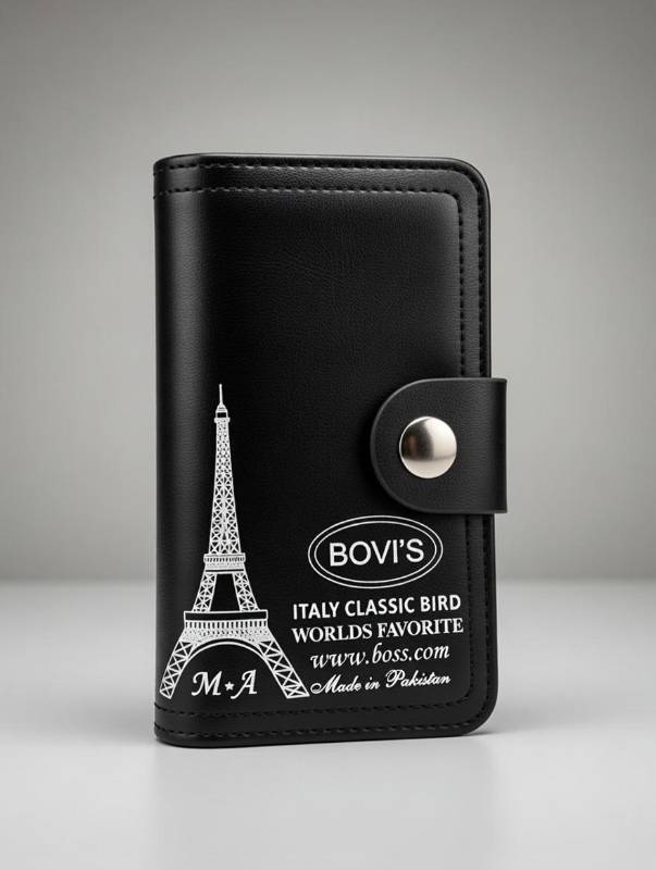 Men’s Leather Wallet – Compact Card Holder With ID Window & Coin Pocket | Classic Black Short Wallet