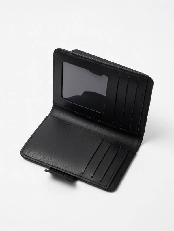 Men’s Leather Wallet – Compact Card Holder With ID Window & Coin Pocket | Classic Black Short Wallet - image 2