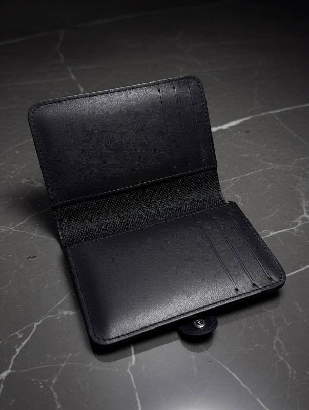 Men’s Leather Wallet – Compact Card Holder With ID Window & Coin Pocket | Classic Black Short Wallet - image 3