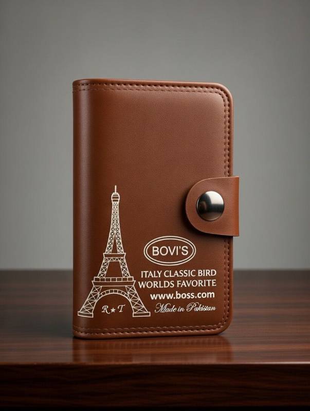 Men’s Leather Wallet – Compact Card Holder With ID Window & Coin Pocket | Classic Brown Short Wallet