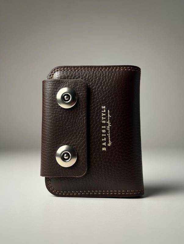Men’s Leather Card Holder Wallet – Zipper Accordion Card Organizer | Compact Dark Brown Card Case