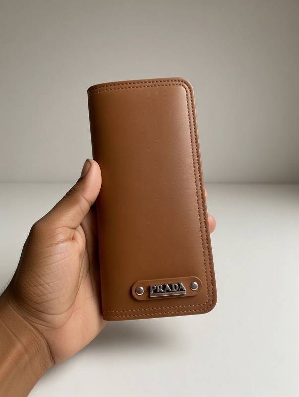 Men’s Long Leather Wallet – Multiple Card Slots With ID Window | Classic Tan Brown Long Wallet