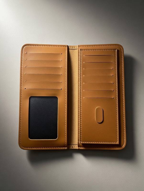 Men’s Long Leather Wallet – Multiple Card Slots With ID Window | Classic Tan Brown Long Wallet - image 3