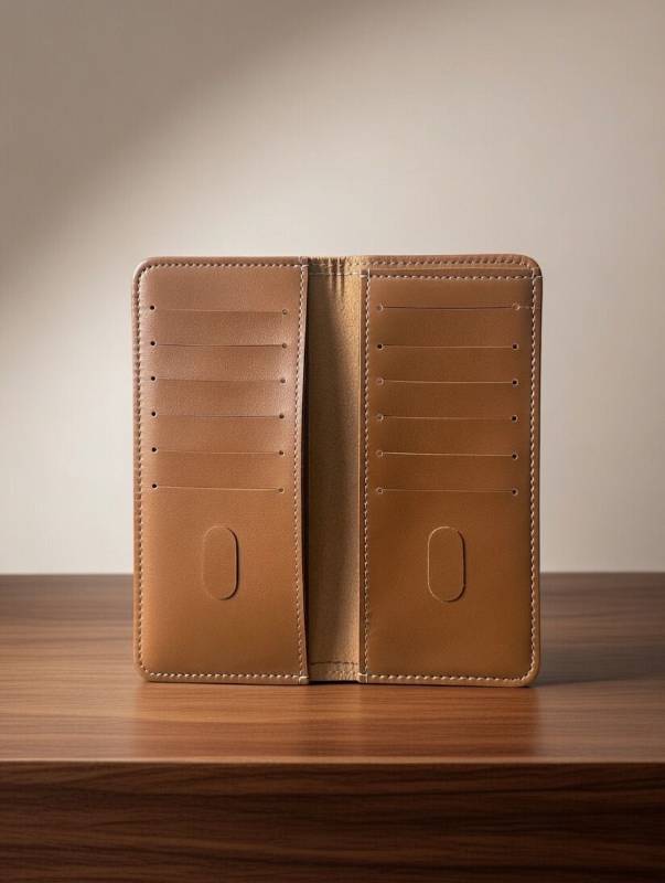 Men’s Long Leather Wallet – Multiple Card Slots With ID Window | Classic Tan Brown Long Wallet - image 4