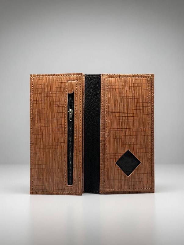 Men’s Long Leather Wallet – Multiple Card Slots With ID Window & Zipper Pocket | Camel Brown Wallet - image 4