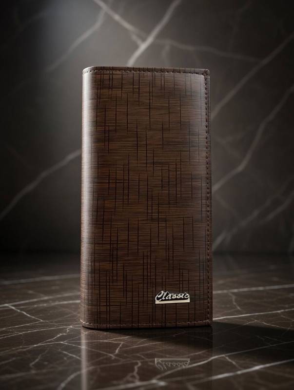 Men’s Long Wallet – Dark Brown Textured Leather Wallet With Card Slots & Zipper Pocket | Classic Style