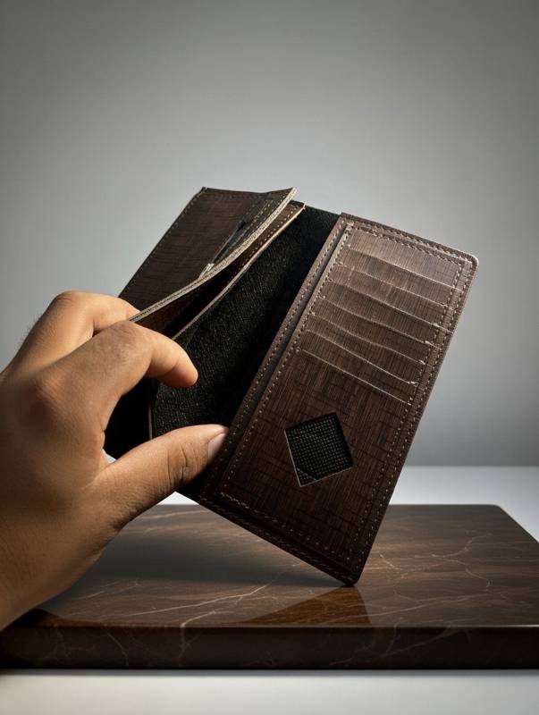 Men’s Long Wallet – Dark Brown Textured Leather Wallet With Card Slots & Zipper Pocket | Classic Style - image 2