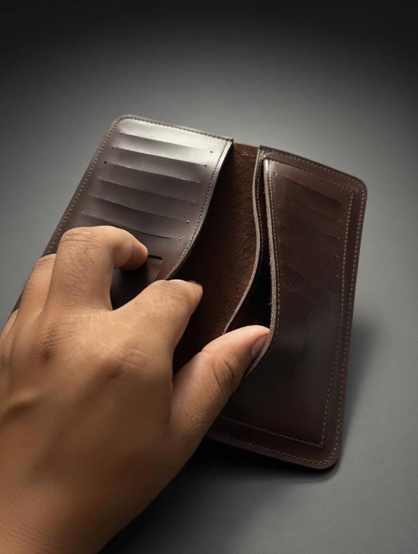 Men’s Long Leather Wallet – Coffee Brown Classic Wallet With Multiple Card Slots & ID Window - image 2