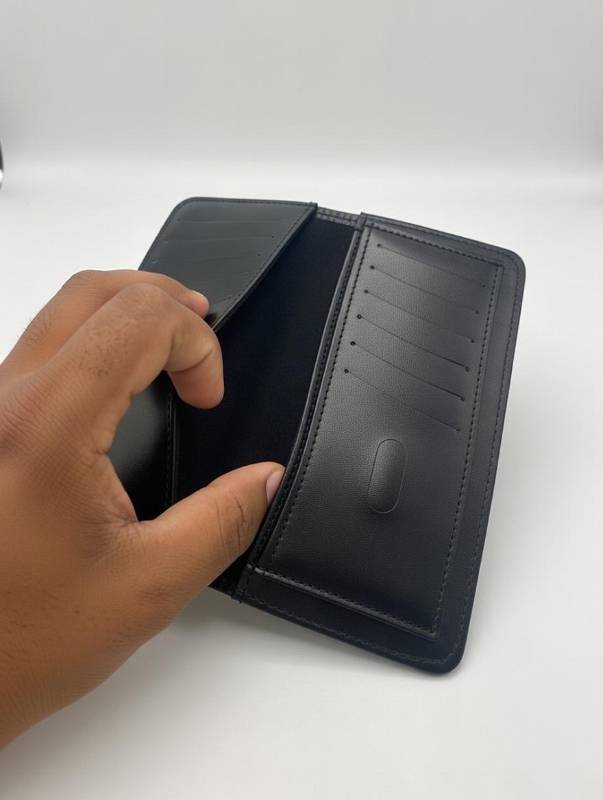 Men’s Long Wallet – Black Classic Leather Wallet With Multiple Card Slots & ID Window | Slim Design - image 3