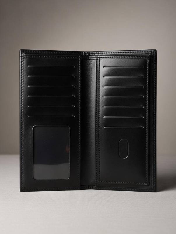 Men’s Long Wallet – Black Classic Leather Wallet With Multiple Card Slots & ID Window | Slim Design - image 4