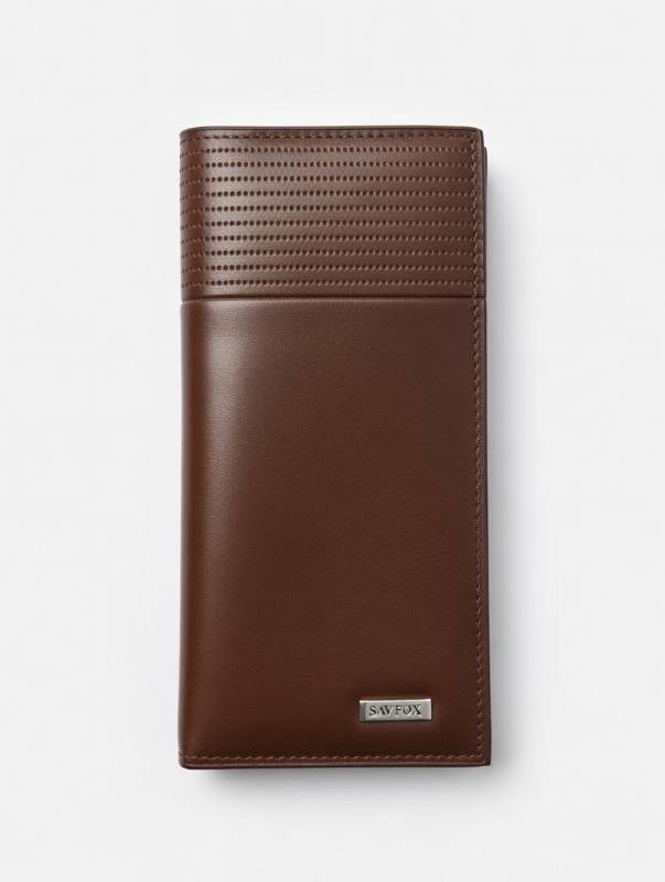 Men’s Long Leather Wallet – Brown Classic Wallet With Zipper Pocket, Card Slots & ID Window