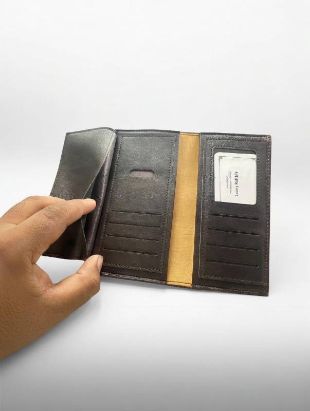 Men’s Long Leather Wallet – Brown Classic Wallet With Zipper Pocket, Card Slots & ID Window - image 4
