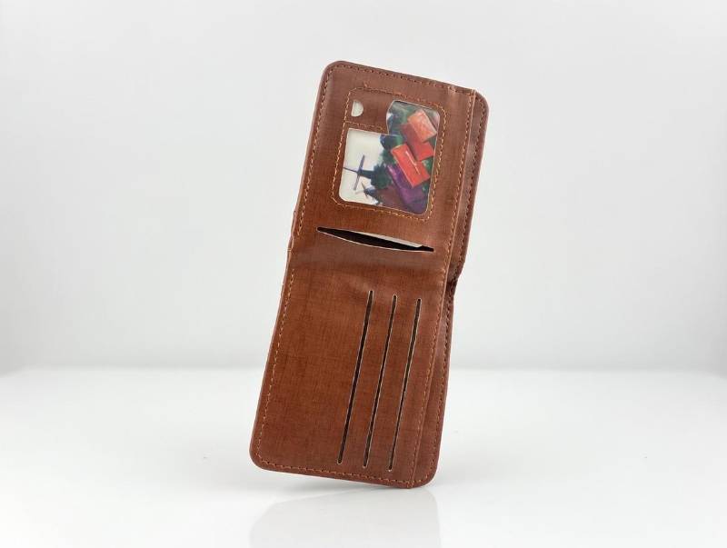 Men’s Short Leather Wallet – Brown Stylish Wallet with Button Lock, Card Slots & Coin Pocket - image 4