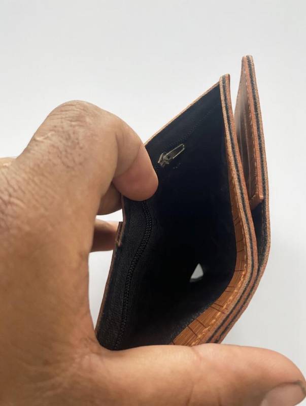 Men’s Leather Wallet – Eiffel Tower Design Short Wallet with Button Lock, Card Slots & Coin Pocket - image 5