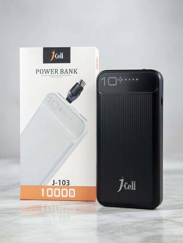 J-Cell J-103 Power Bank – 10,000mAh High Capacity | Fast Charging | Sleek Portable Design | LED Battery Indicator [Premium Quality]