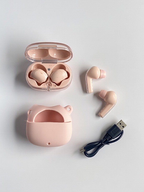 Air39 TWS Wireless Earbuds - Transparent Crystal Case, ENC Noise Reduction, Bluetooth 5.3 Hi-Fi Stereo Headphones with Protective Silicone Cover - Pink - image 2