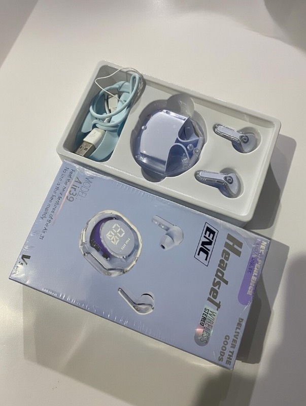 Air39 RGB Wireless Earbuds - 7-Color Breathing LED Lights, Transparent Crystal Case, Bluetooth 5.3, ENC Noise Canceling Hi-Fi Stereo Headphones - Pink - image 2