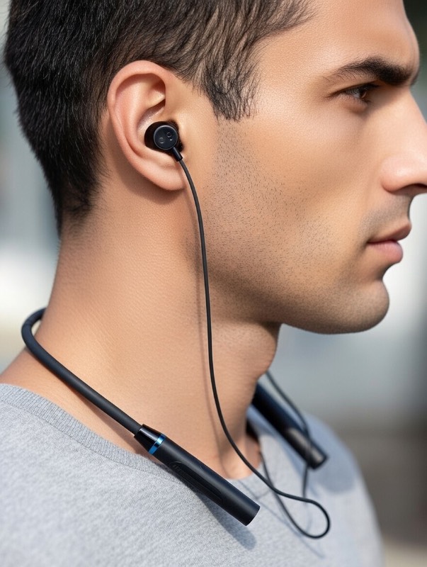 Neckband Headphones - Bluetooth 5.0 Sports Earphones with Noise Isolation, Bass Boost & In-Line Microphone - Black - image 2
