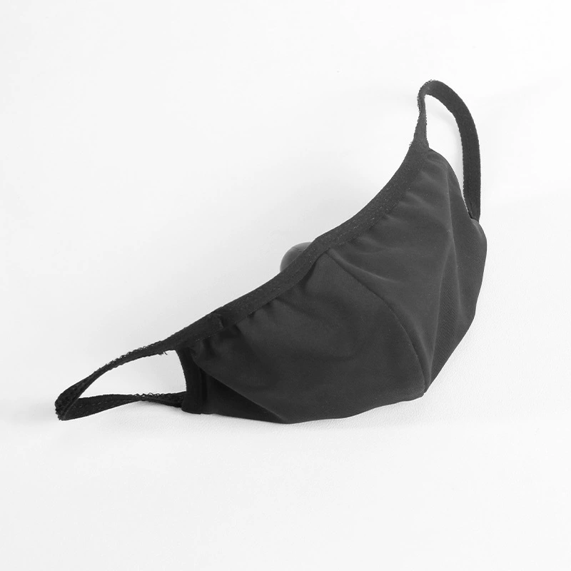 Black fabric face mask gag with ear loops