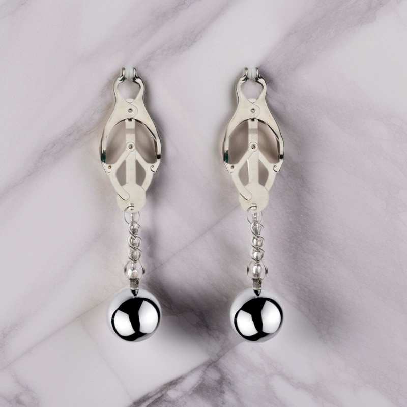 Pair of clover-style nipple clamps with chrome ball weights