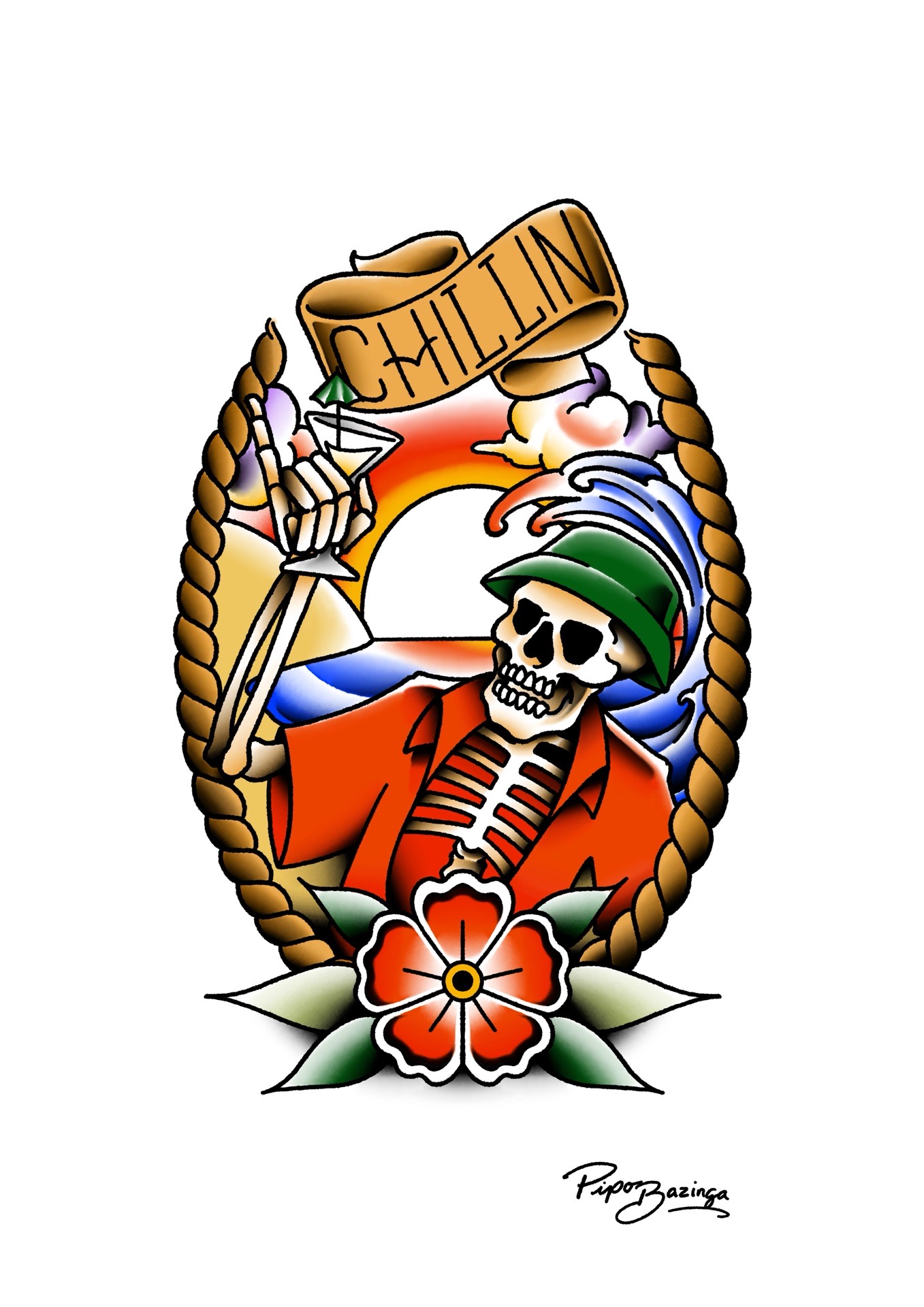 Sea, sun and skull