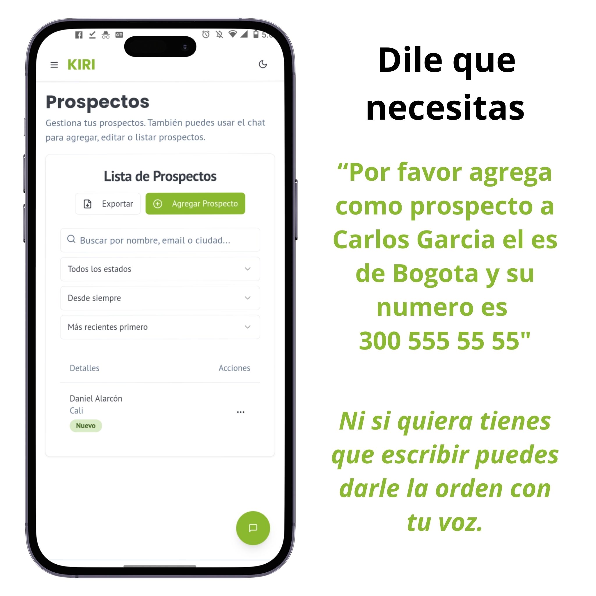Captura de pantalla de la función: Dashboard y Gestión de Prospectos