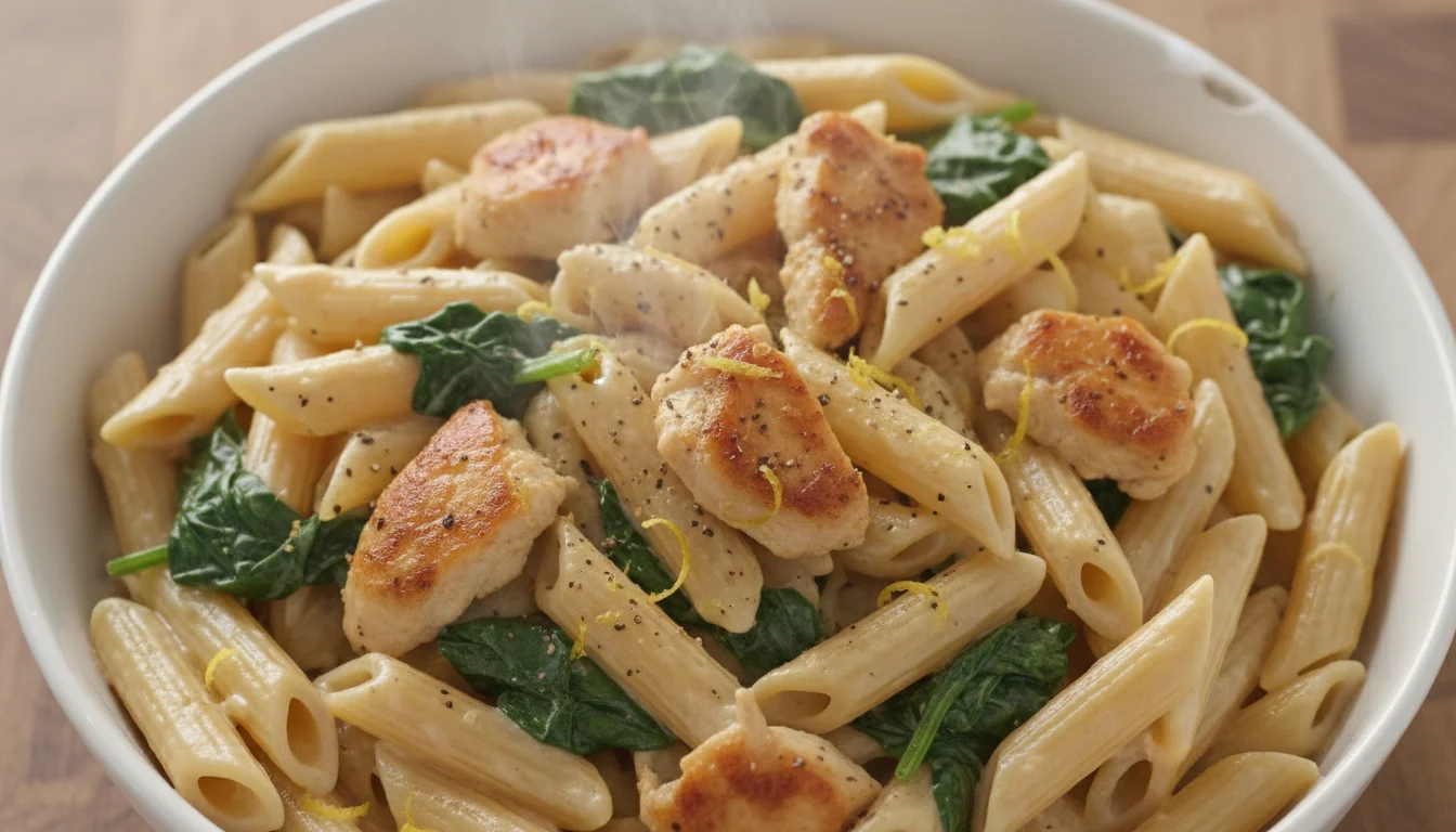 Creamy Garlic Chicken and Spinach Pasta