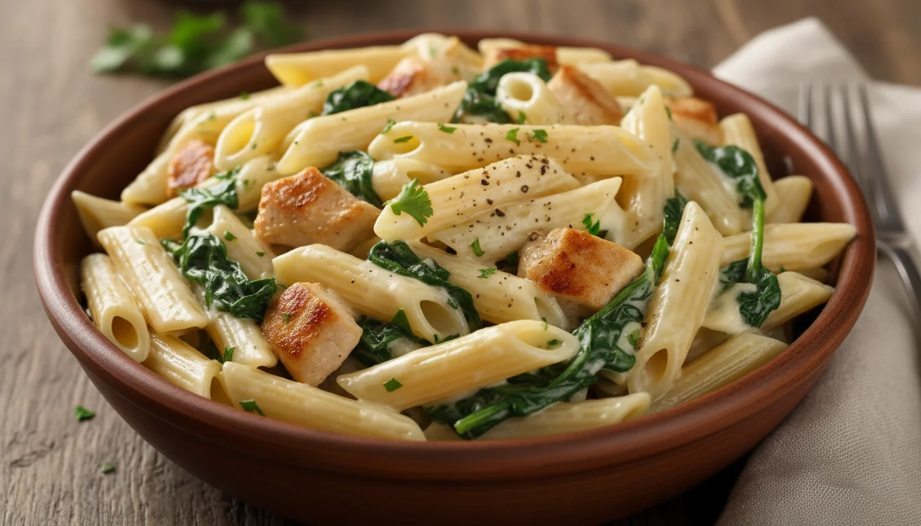 Creamy Spinach and Garlic Chicken Pasta