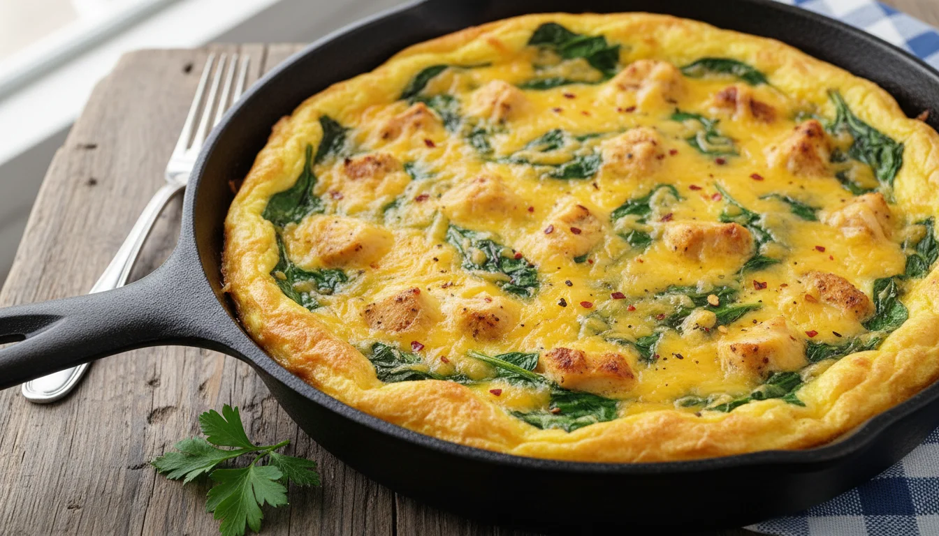 Cheesy Chicken and Spinach Frittata