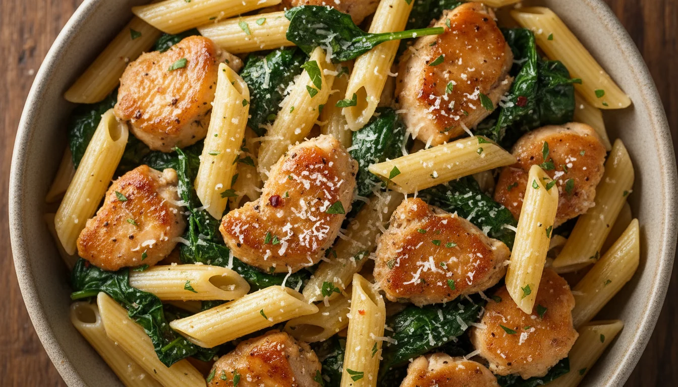 Lemon Garlic Butter Chicken Pasta with Spinach