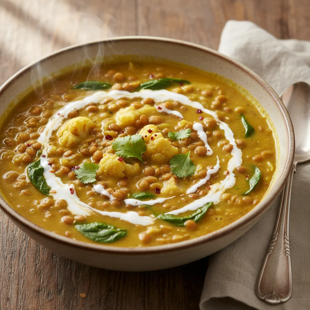 Golden Curried Cauliflower & Lentil Soup