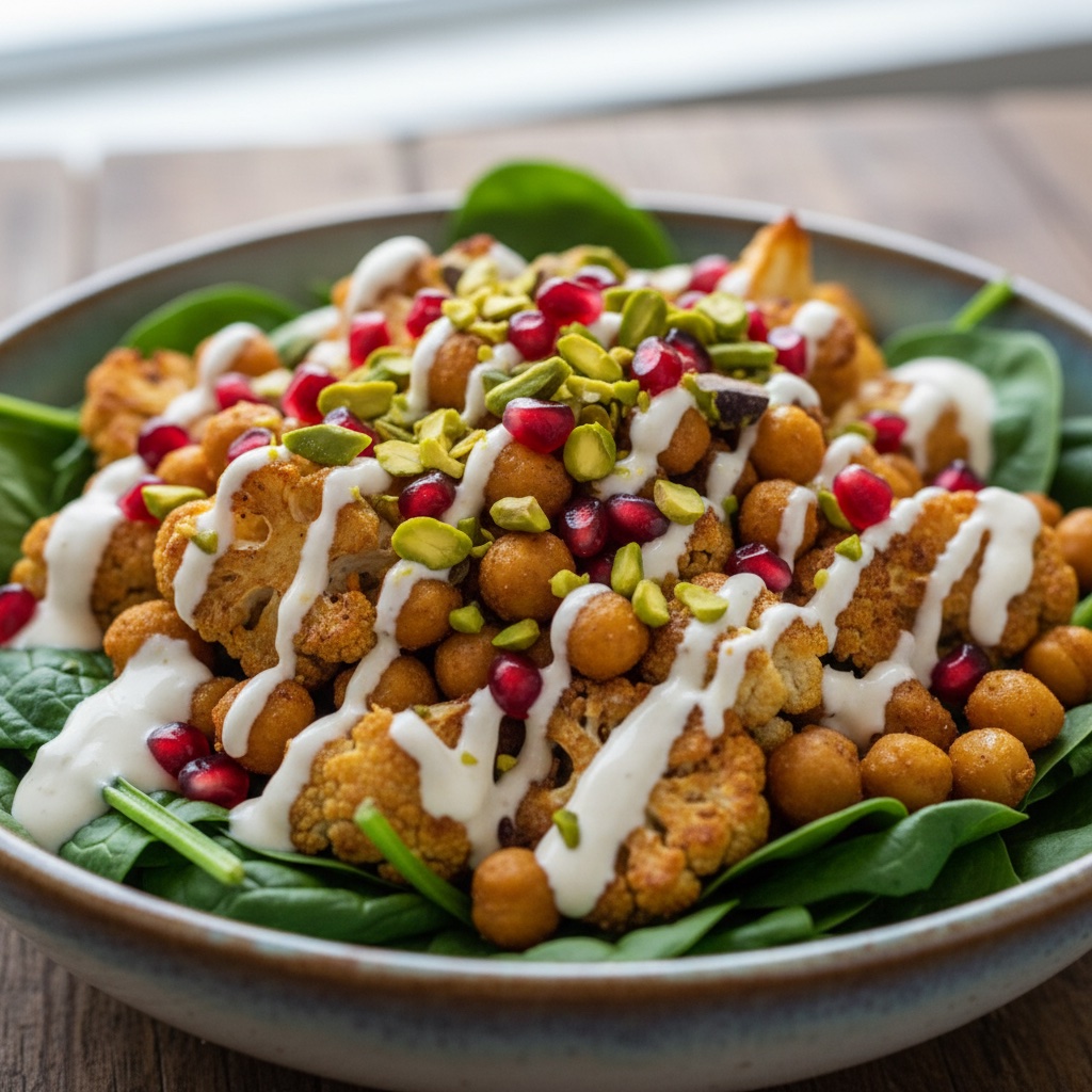 Roasted Cauliflower & Chickpea Salad with Tahini-Yogurt