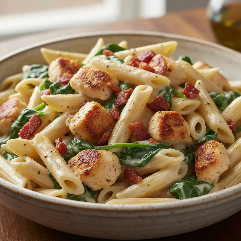 Creamy Garlic Chicken with Spinach and Bacon
