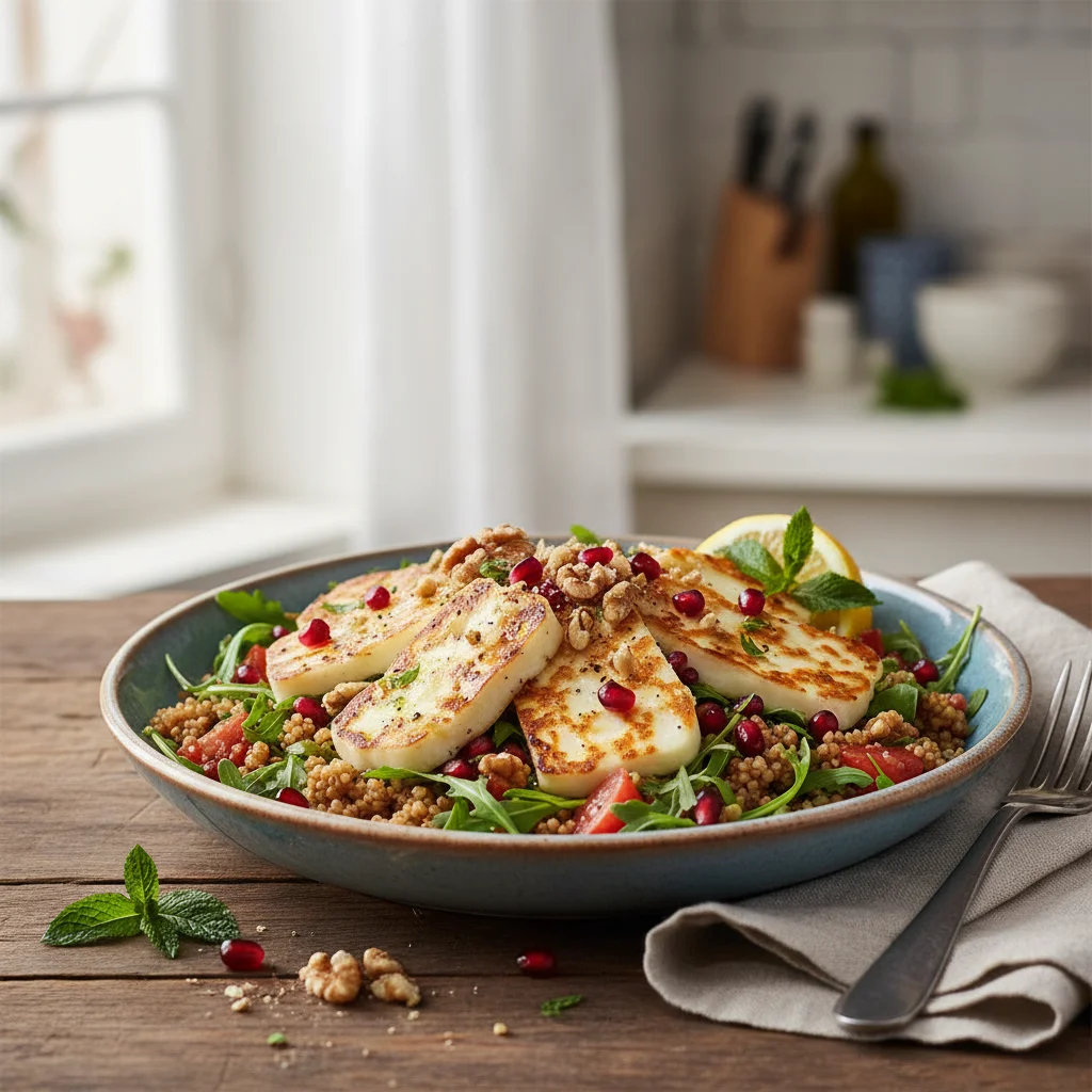 Varm freekehsalat med grillet halloumi