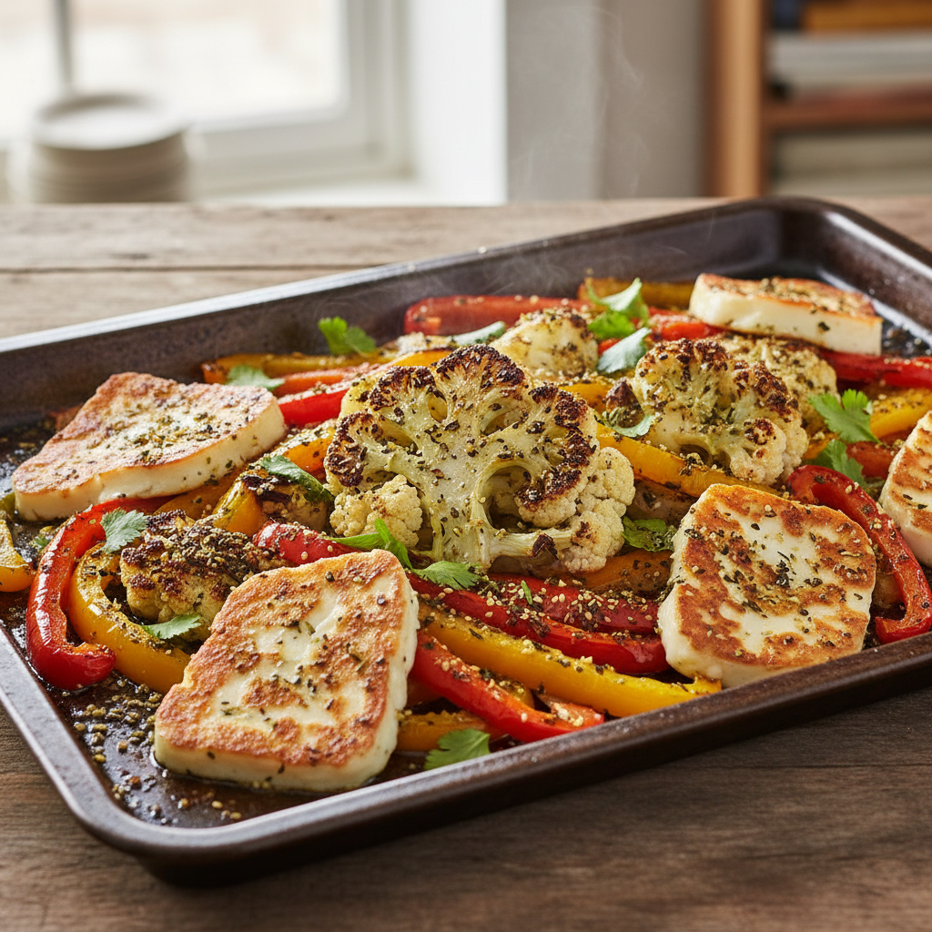Sheet Pan Zaatar Halloumi & Roasted Vegetables