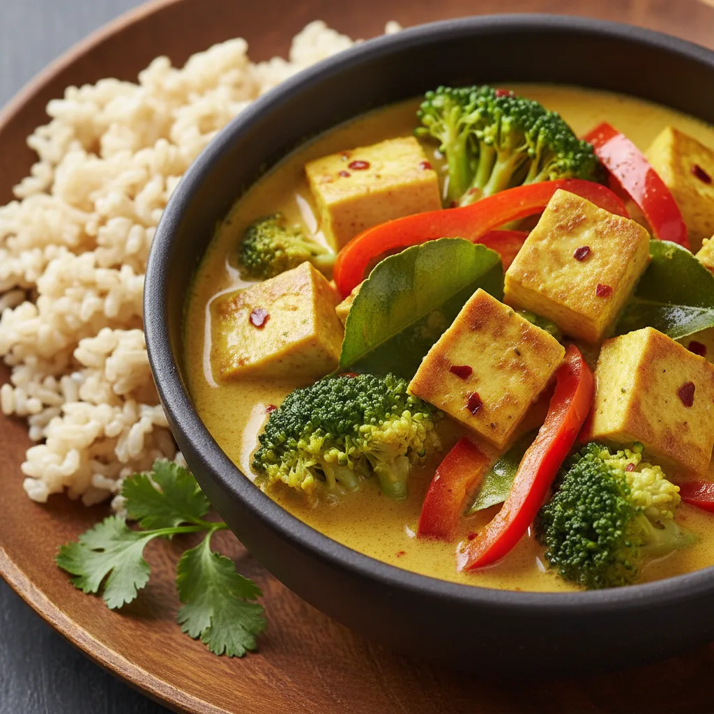 Yellow Coconut Curry with Crispy Tofu