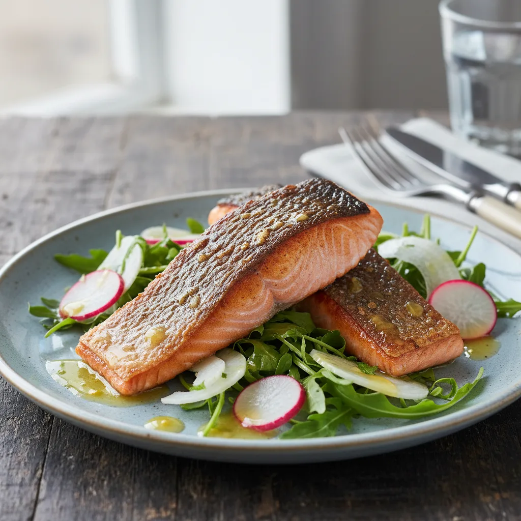 Pan-Seared Salmon with Arugula, Fennel, and Citrus Salad