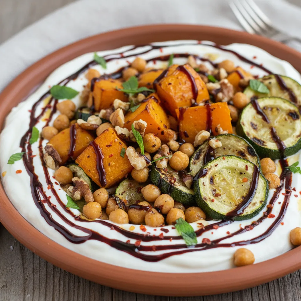 Roasted Pumpkin & Zucchini with Tahini Yogurt