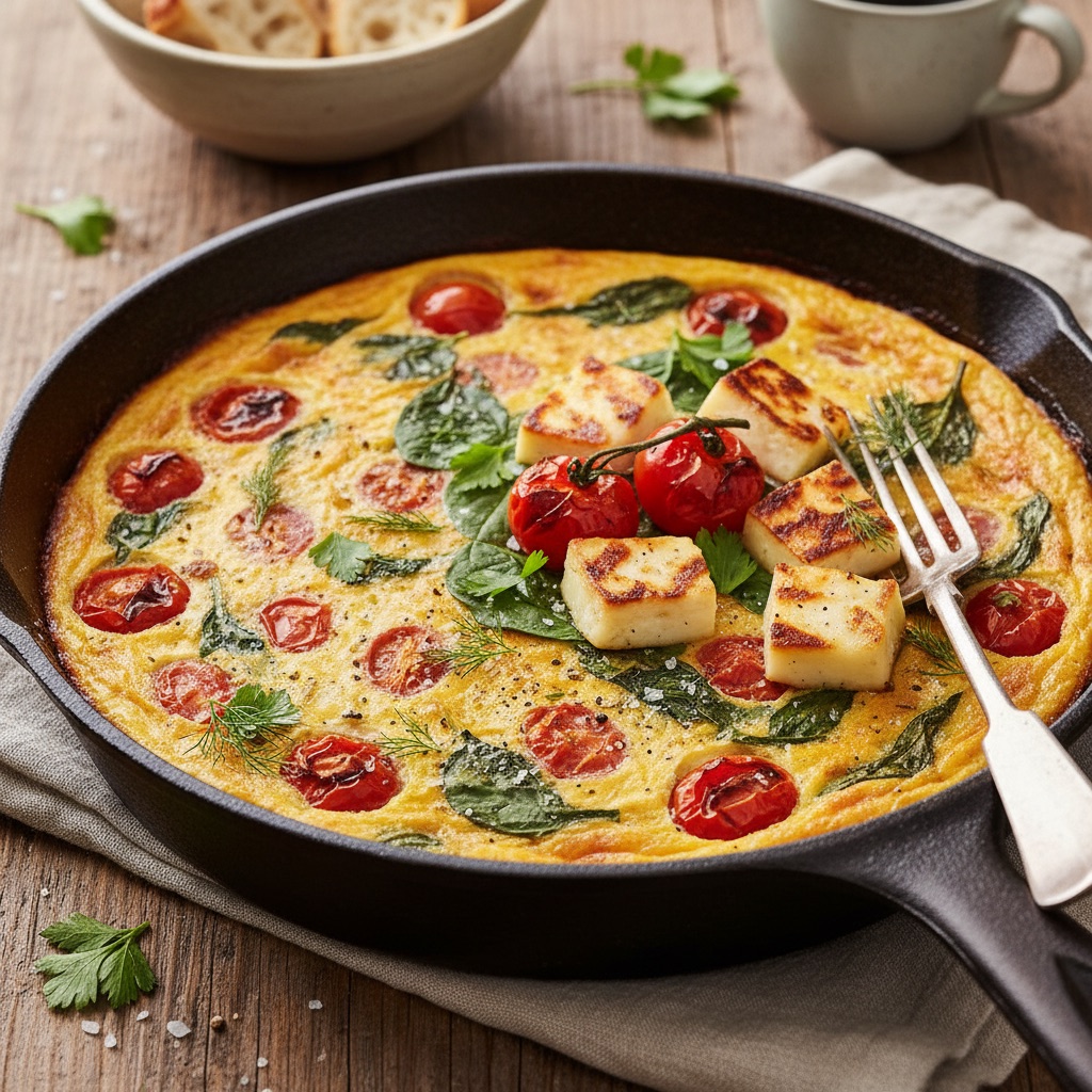 Herb & Halloumi Frittata with Blistered Tomatoes