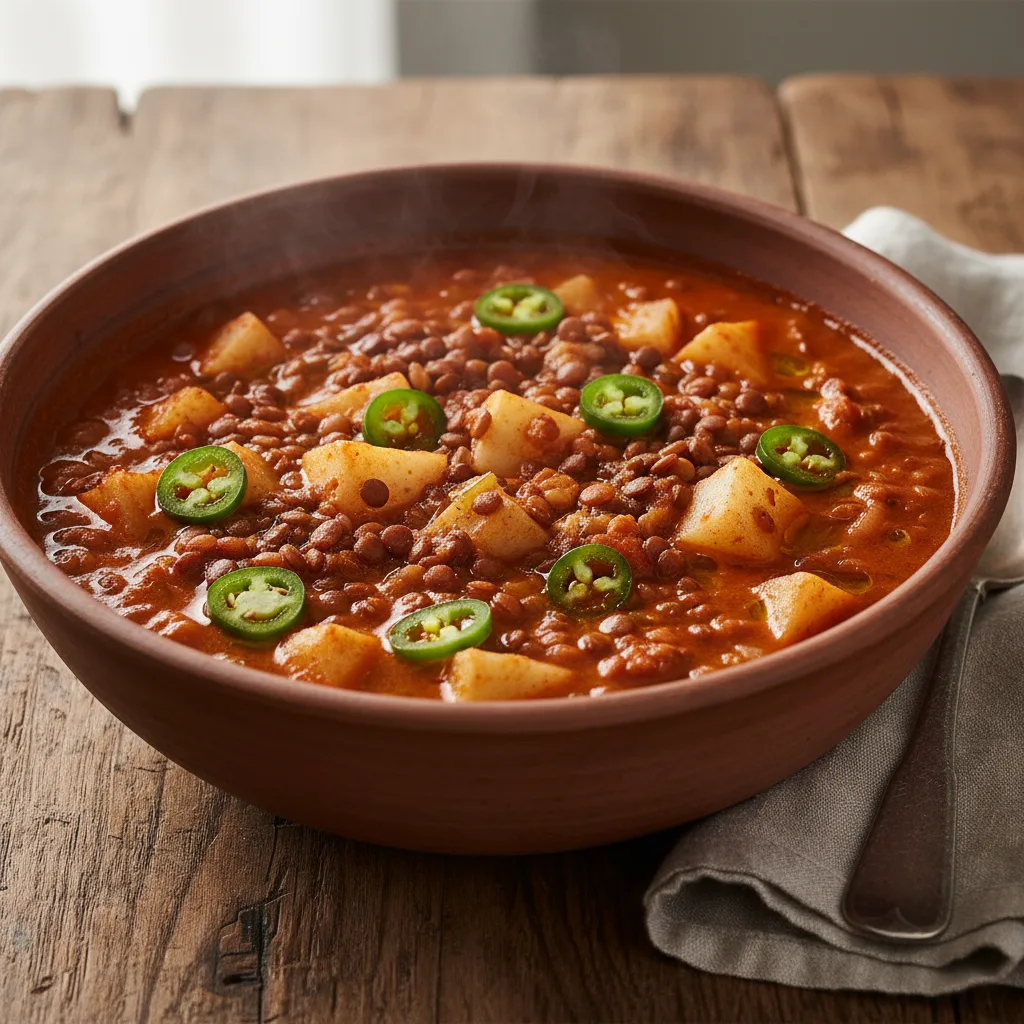 Instant Pot Spicy Tomato & Kohlrabi Lentil Stew