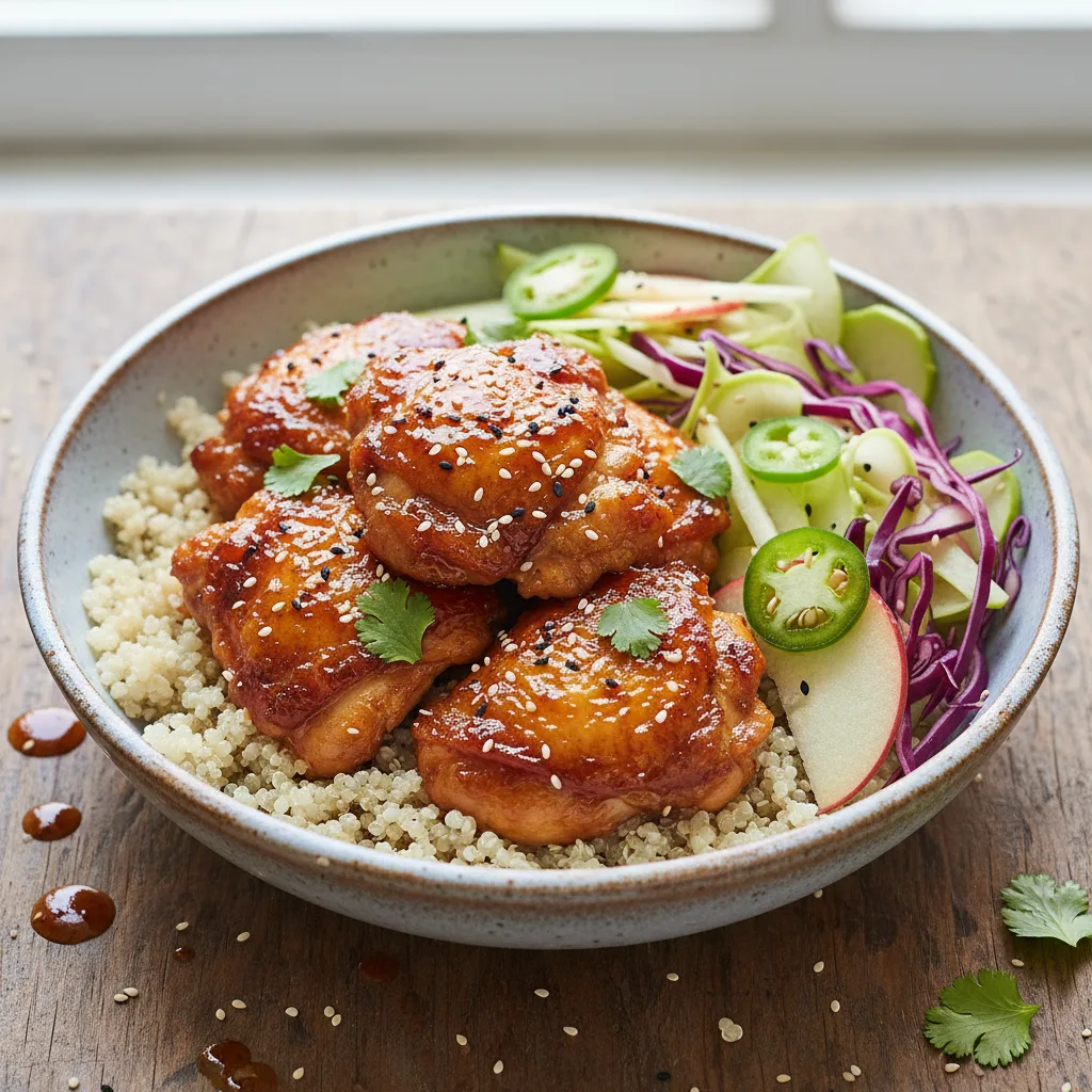 Air-Fried Gochujang Chicken with Spicy Kohlrabi Apple Slaw