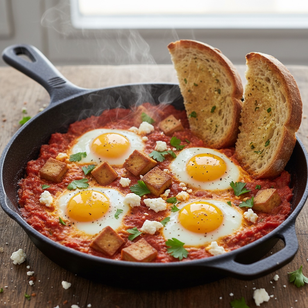 Shakshuka with Feta and Crispy Tofu