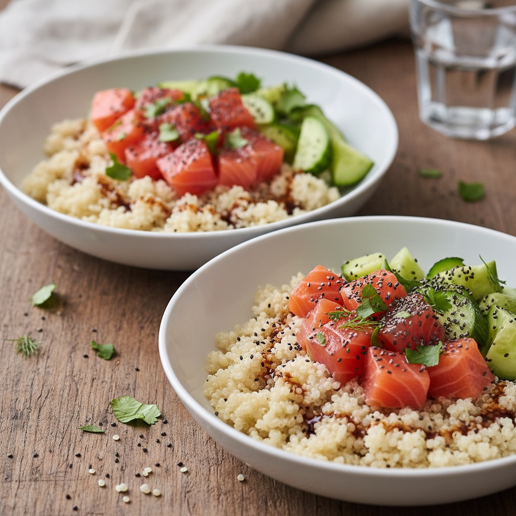 Healthy Salmon & Quinoa Poke Bowls