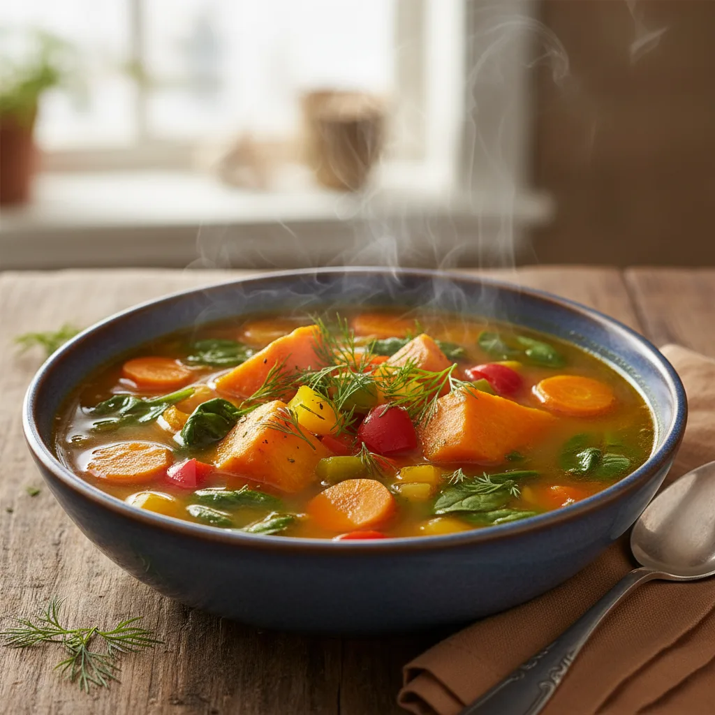 Golden Sweet Potato & Herb Veggie Soup