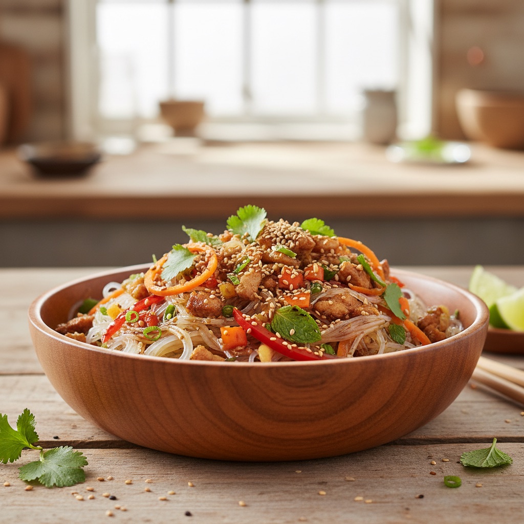 鶏ひき肉と春雨のエスニック風サラダ