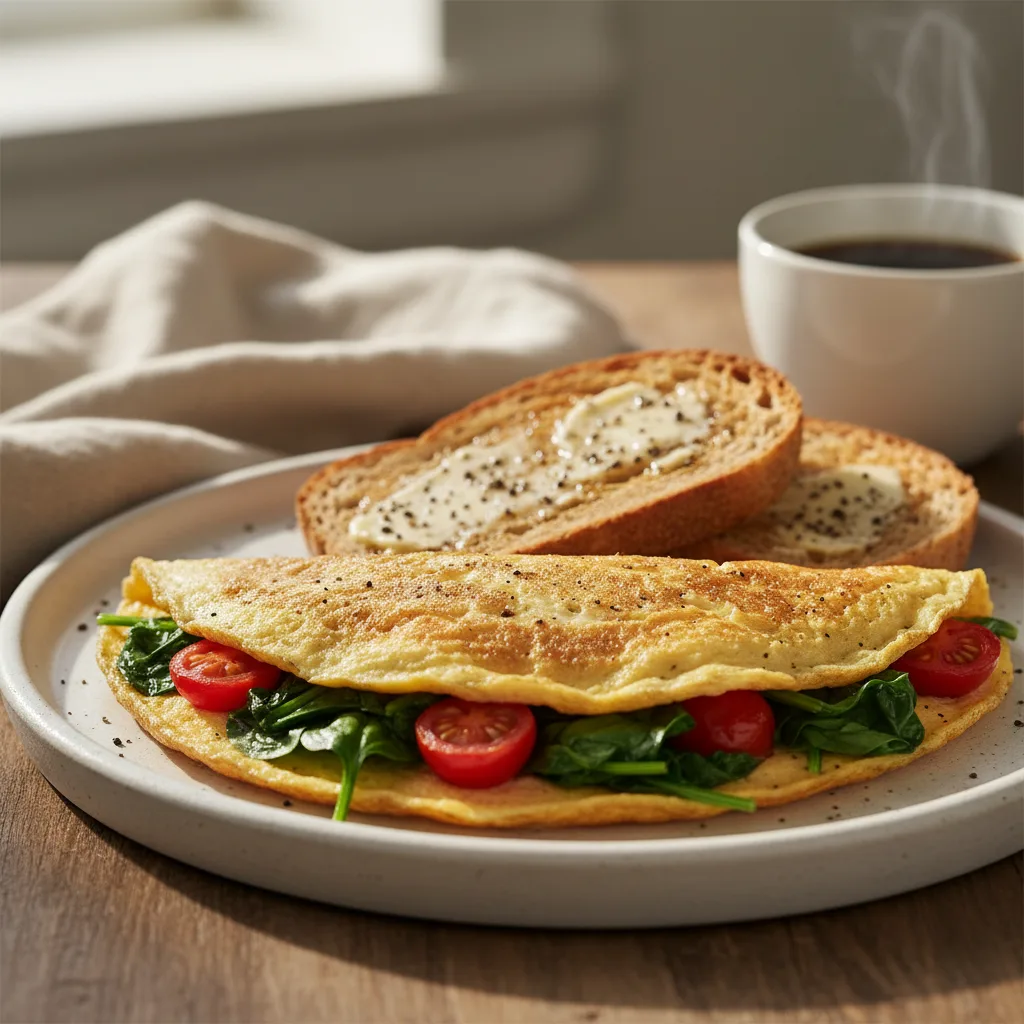 Omelett mit Spinat und Kirschtomaten