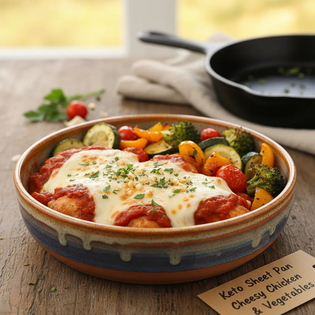 Pollo al Forno Keto con Formaggio e Verdure